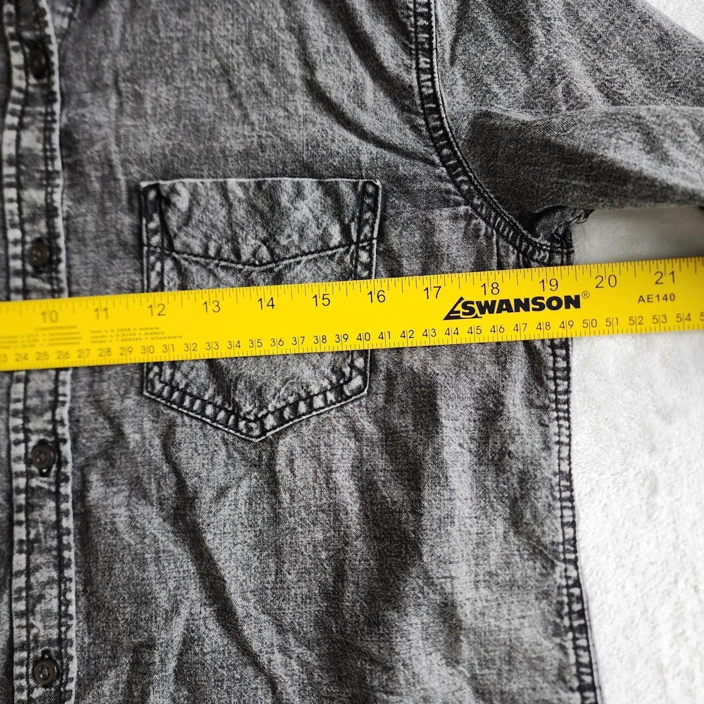 Dex Stonewash Denim Shirt Womens Medium Grey Streetwear Western Tencel Button Up - Picture 10 of 13
